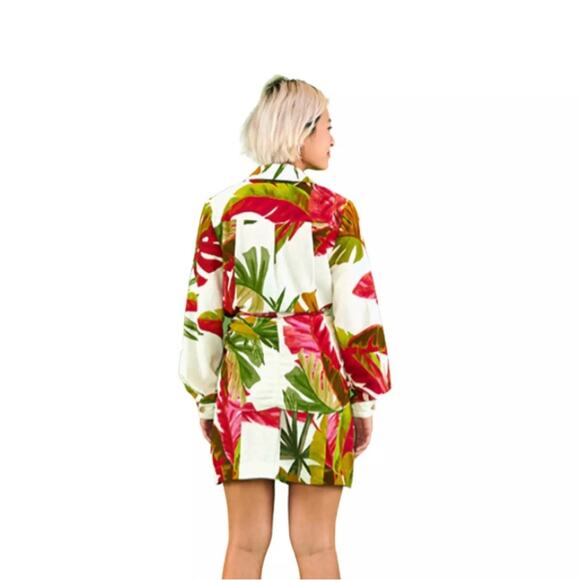 FARM RIO Spring Forest Long Sleeve Linen Blend Minidress In Multi XSmall - Picture 3 of 10